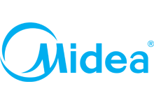 Логотип Midea - известного китайского бренда, специализирующегося на производстве бытовой и климатической техники, символизирующий инновации, качество и современные технологии.