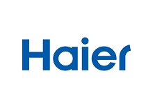 Логотип Haier - известного китайского бренда, специализирующегося на производстве бытовой техники, включая кондиционеры, холодильники и другую продукцию, символизирующий инновации и качество.